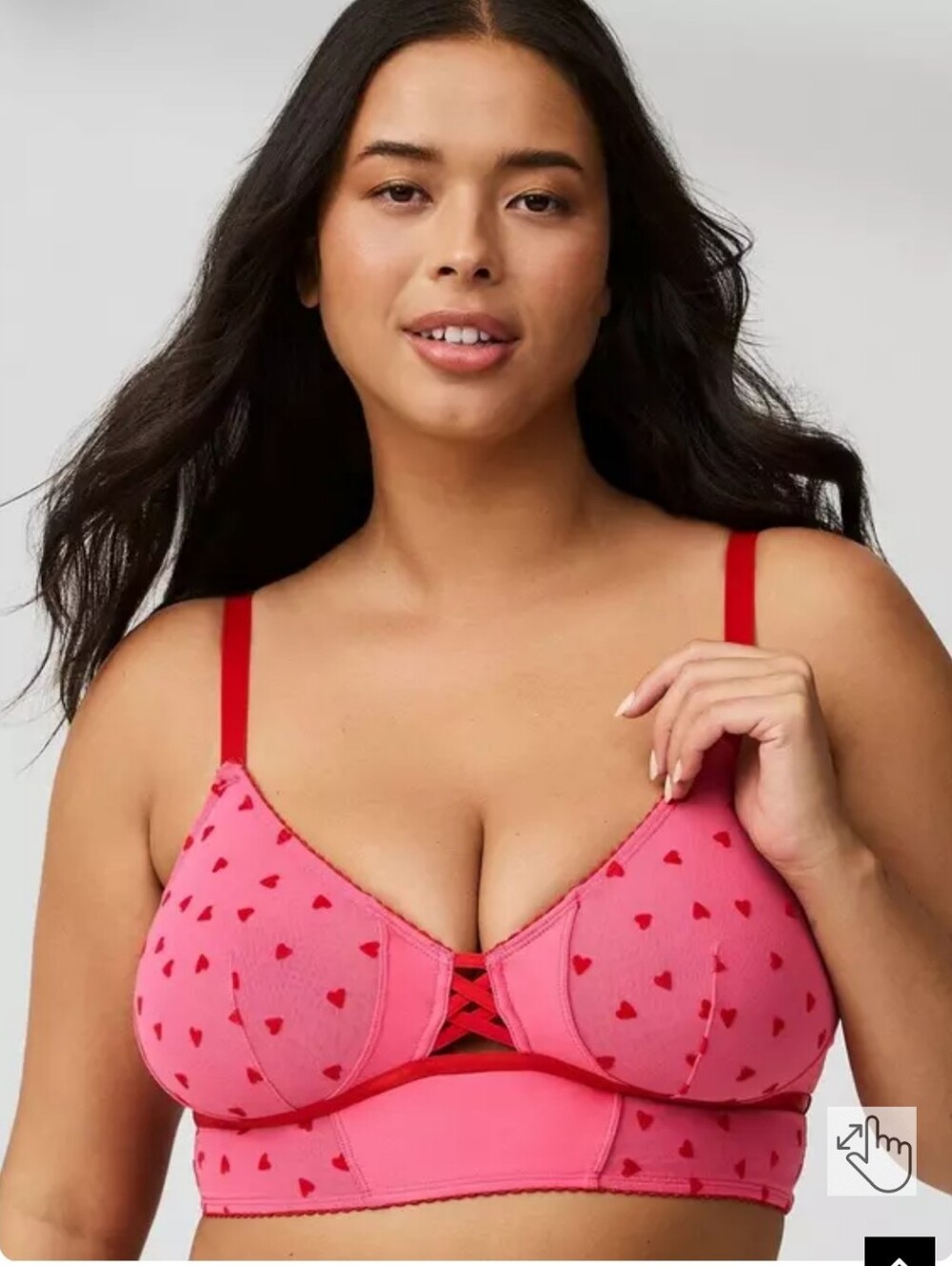 Pink Heart Print Bralette and High-Cut Thong Set